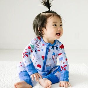 Little Sleepies Stars & Stripes & Sweets Zippy Pajamas Size 12-18M GUC